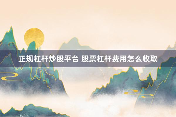正规杠杆炒股平台 股票杠杆费用怎么收取