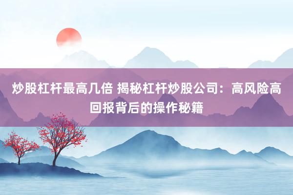 炒股杠杆最高几倍 揭秘杠杆炒股公司：高风险高回报背后的操作秘籍