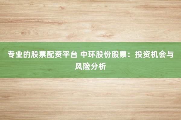 专业的股票配资平台 中环股份股票：投资机会与风险分析