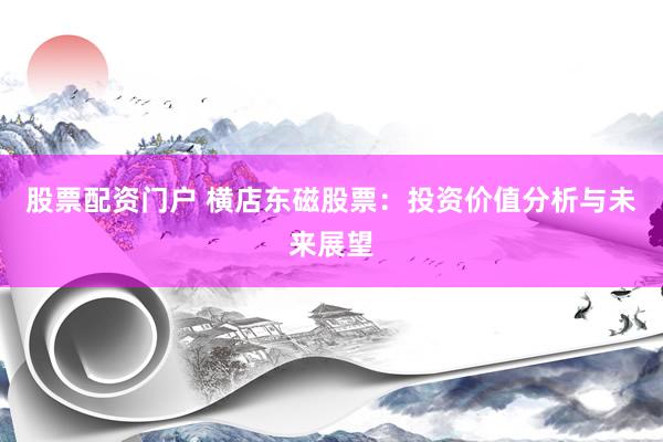 股票配资门户 横店东磁股票：投资价值分析与未来展望