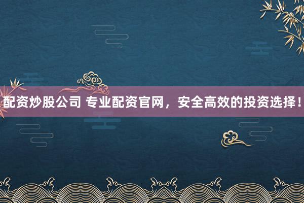 配资炒股公司 专业配资官网，安全高效的投资选择！