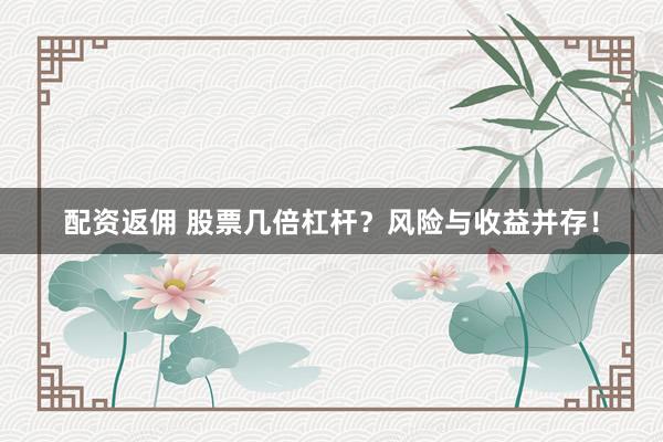 配资返佣 股票几倍杠杆？风险与收益并存！
