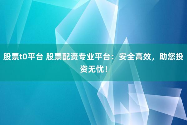 股票t0平台 股票配资专业平台：安全高效，助您投资无忧！