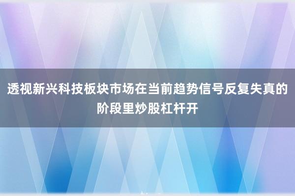 透视新兴科技板块市场在当前趋势信号反复失真的阶段里炒股杠杆开