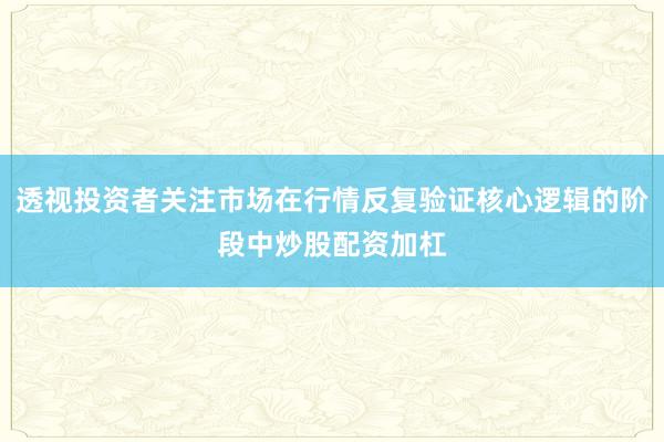 透视投资者关注市场在行情反复验证核心逻辑的阶段中炒股配资加杠